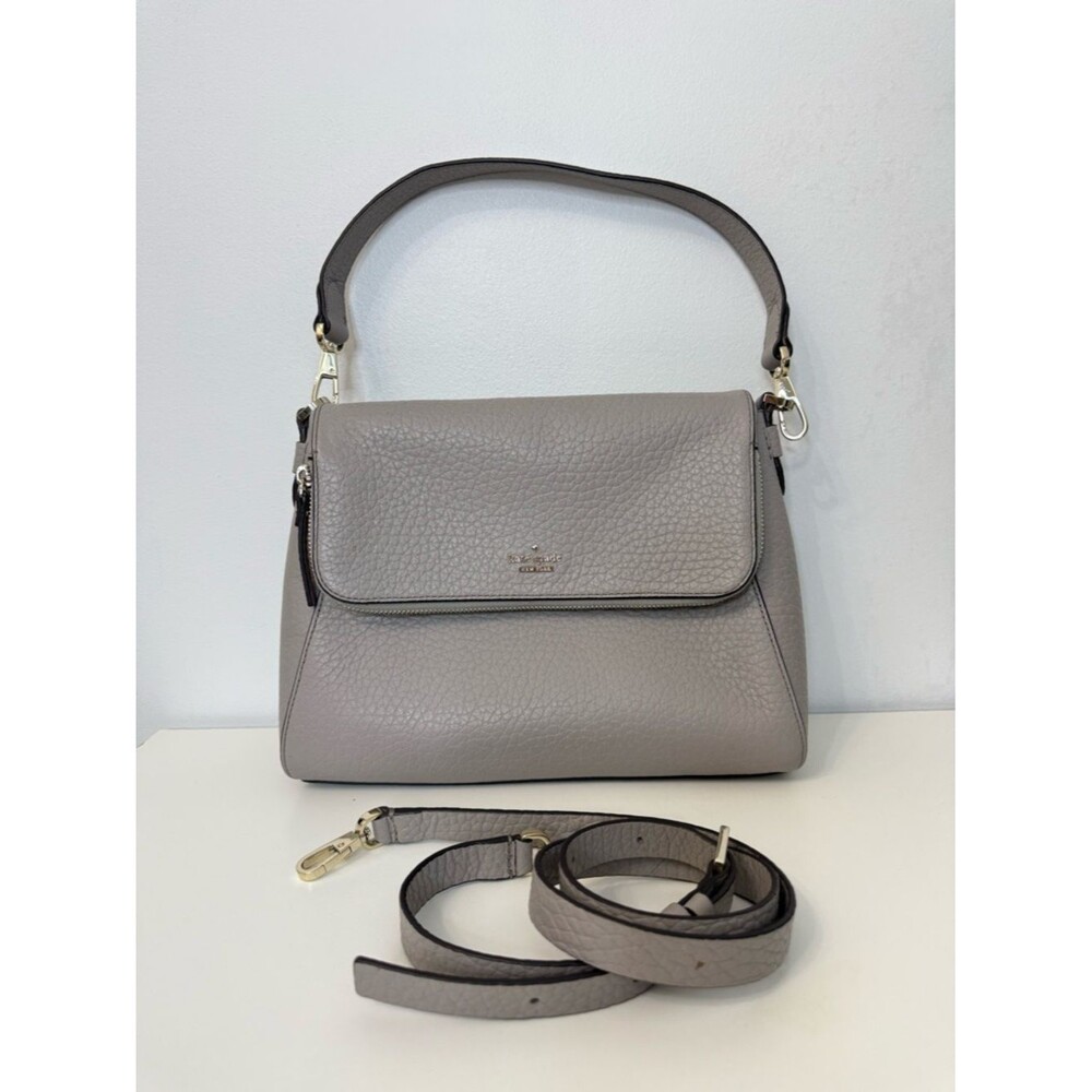 Kate Spade Soft Taupe Georgia Carter Crossbody Bag Pebble Leather Foldover Flap